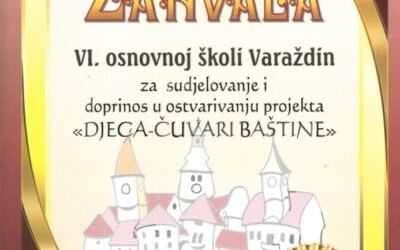 Zahvalnica za sudjelovanje u projektu “Djeca čuvari baštine”